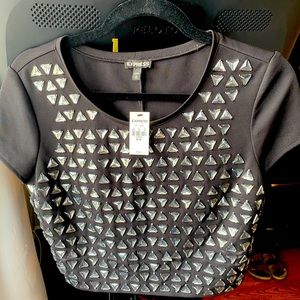 Express Bejeweled Black Crop Top